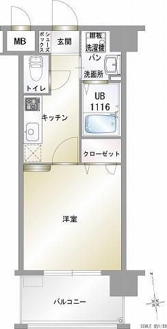 エンクレスト藤崎(1K/7階)の間取り写真