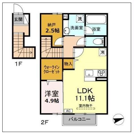 SHERRY(1SLDK/2階)の間取り写真
