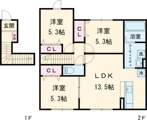 FIRST SKY I(3LDK/2階)の間取り写真