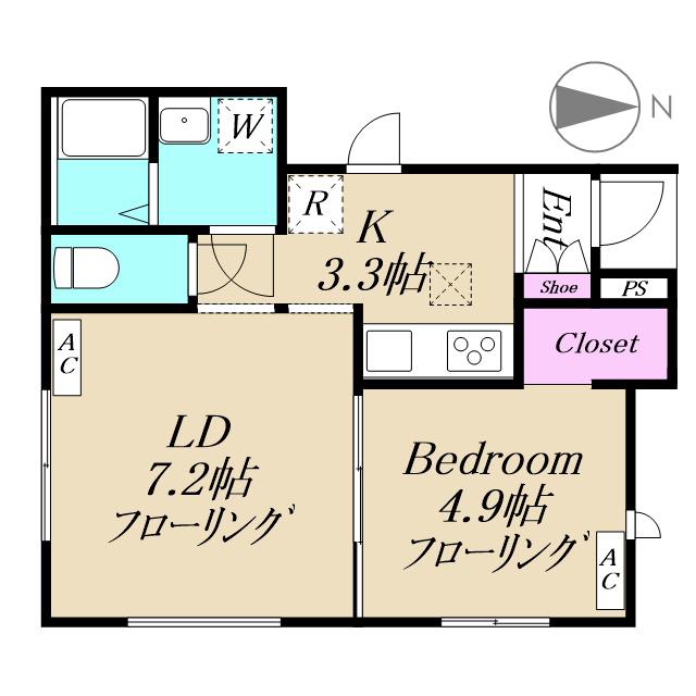 ハートフルストーリー(1LDK/1階)の間取り写真