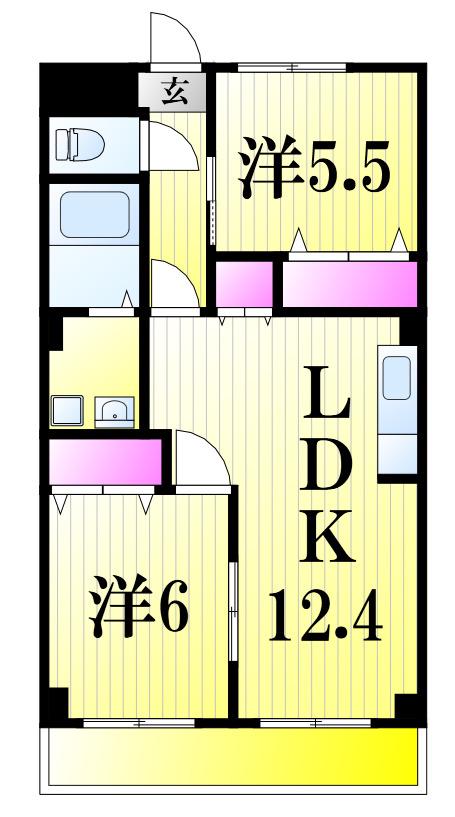 デージーコート相模台(2LDK/2階)の間取り写真