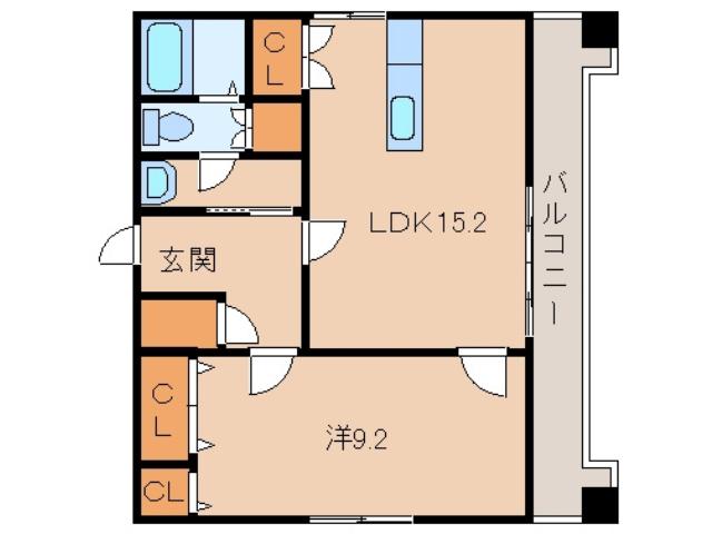 ヴィラパーク本町(1LDK/2階)の間取り写真