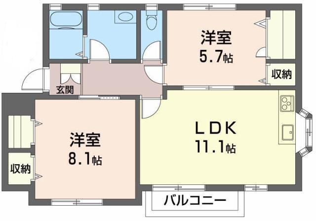 ファミールアルファ B(2LDK/2階)の間取り写真