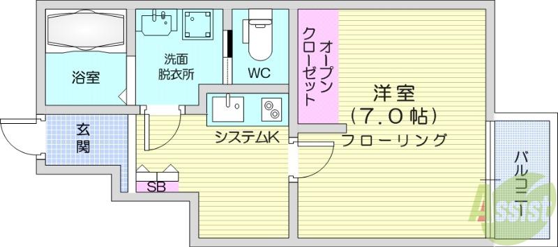 パールフォレスト(1K/1階)の間取り写真