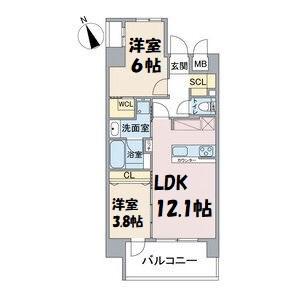 CASA VIA(2LDK/2階)の間取り写真