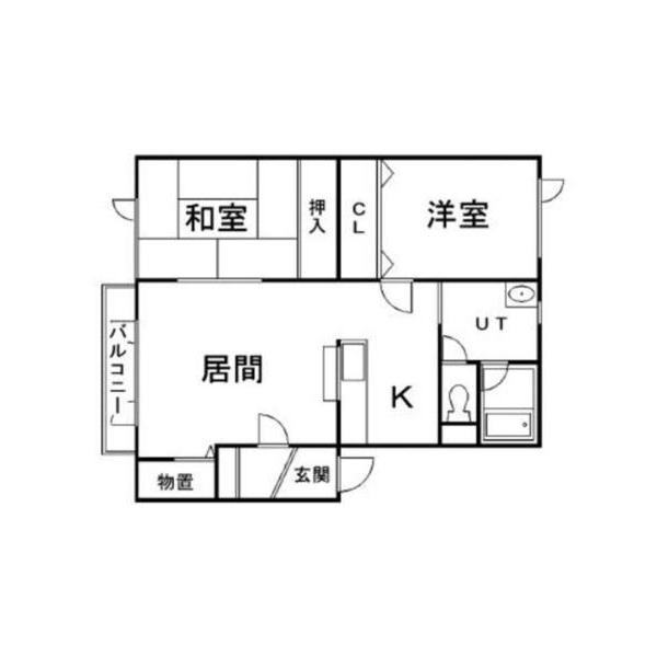 エスティパレス神居B(2LDK/1階)の間取り写真
