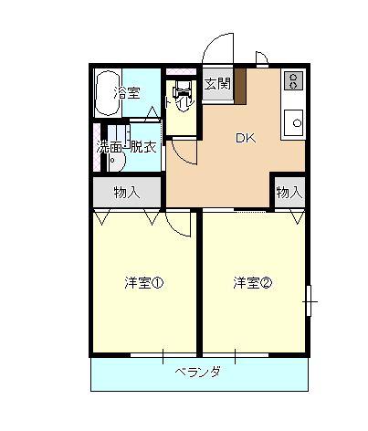 ローレルハイツIV(2DK/2階)の間取り写真