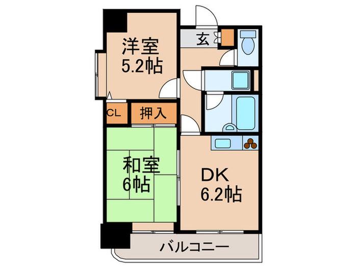 ライオンズマンション久留米駅東(2DK/7階)の間取り写真