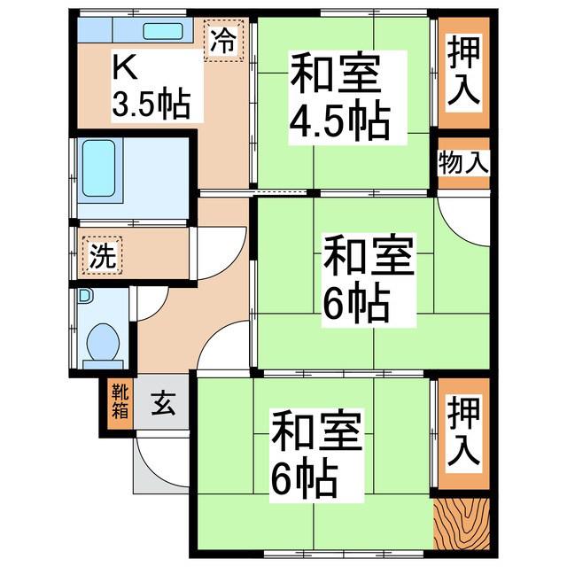 市川アパート(3K/1階)の間取り写真