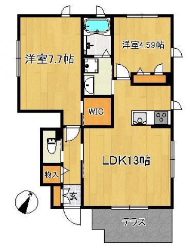 シャーメゾン宮崎(2LDK/1階)の間取り写真