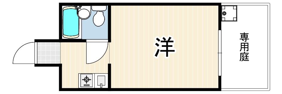シルバーハイツ御影(ワンルーム/1階)の間取り写真