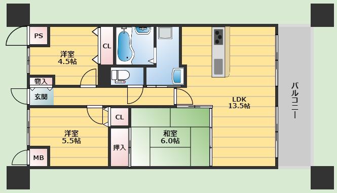 アルティジア・レジデンス緑地(3LDK/5階)の間取り写真