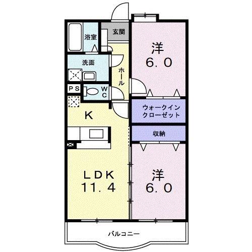 オネスティ ユー カレント(2LDK/1階)の間取り写真