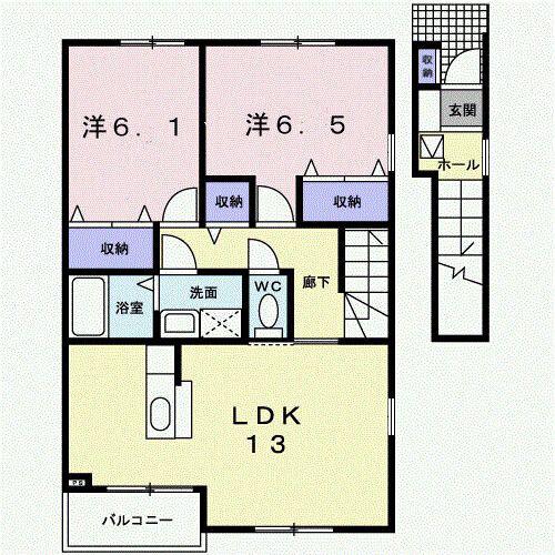 イーグルヒルズC(2LDK/2階)の間取り写真
