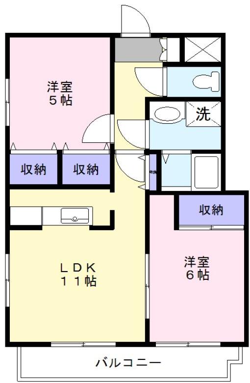 アフィニス(2LDK/1階)の間取り写真