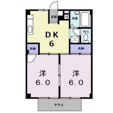 サンシャインせとA(2DK/1階)の間取り写真
