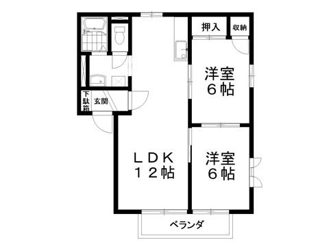 ビューメゾンB棟(2LDK/2階)の間取り写真