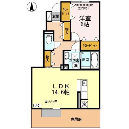 ブランズ黒崎(1LDK/1階)の間取り写真