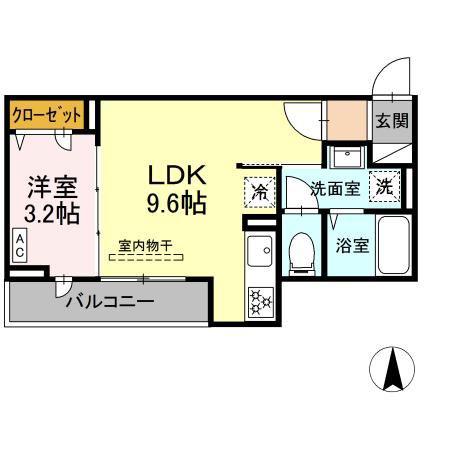 グラナーデ扇I D(1LDK/2階)の間取り写真