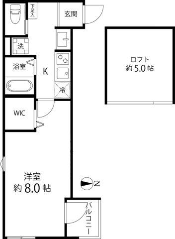 TS CUORE六町I(1K/3階)の間取り写真