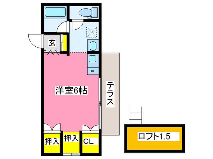 クロスフォ(ワンルーム/1階)の間取り写真