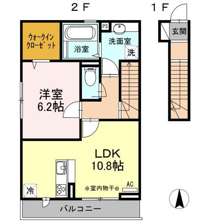 グラン ベル(1LDK/2階)の間取り写真