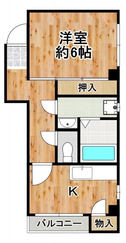 ハイツ卓(1K/2階)の間取り写真