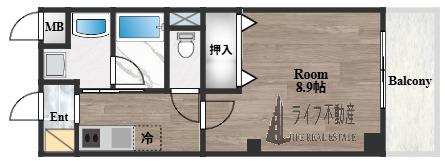 ブランチェリー新石切(1K/2階)の間取り写真