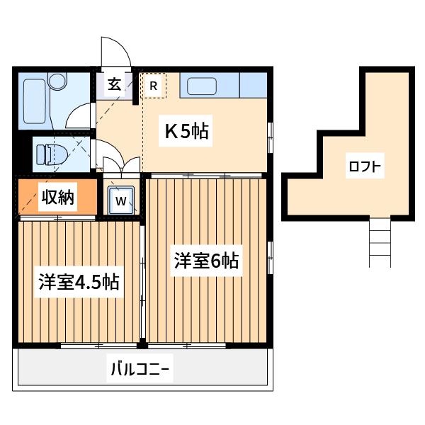 メイプルナード(2DK/2階)の間取り写真