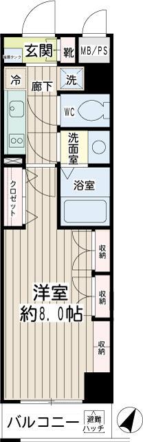 ルースト(1K/7階)の間取り写真