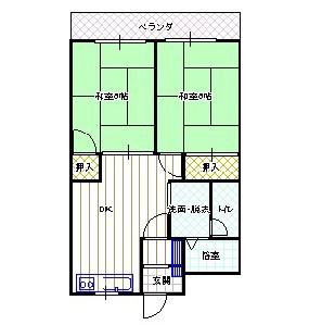大森マンション(2DK/5階)の間取り写真