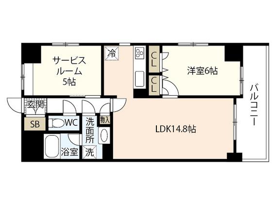 ジェイシティ八丁堀(2LDK/6階)の間取り写真