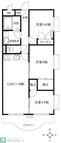 ドエル壱番館(3LDK/3階)の間取り写真