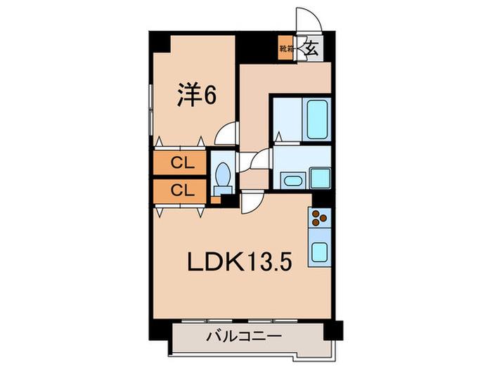ハルズ羽坂(1LDK/8階)の間取り写真