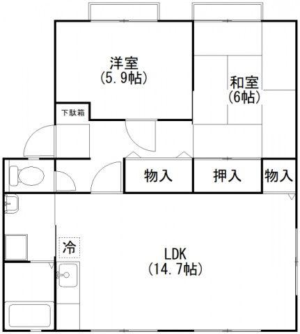 サンライフ坂本B棟(2LDK/1階)の間取り写真