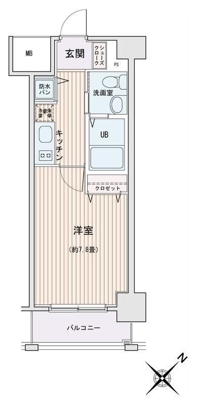 HF門前仲町レジデンス(1K/4階)の間取り写真