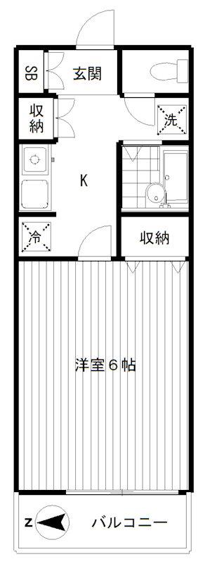 リバートップハイツ(1K/2階)の間取り写真