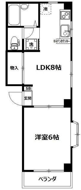 コーポサンシャイン(1LDK/3階)の間取り写真