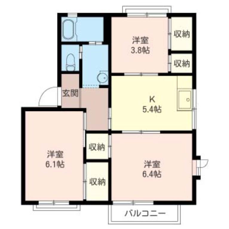 アネックス五月台(3K/2階)の間取り写真