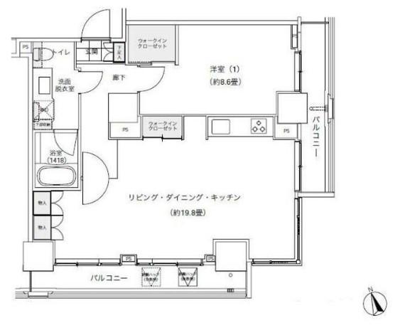 パークキューブ愛宕山タワー(2LDK/17階)の間取り写真
