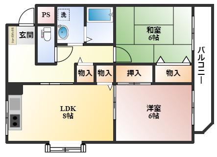 コートビレッジ(2LDK/2階)の間取り写真