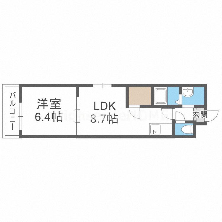 フジパレス城東永田(1LDK/1階)の間取り写真