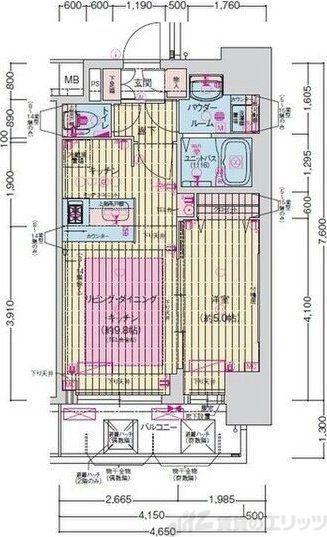 プレサンス扇町駅前(1LDK/6階)の間取り写真