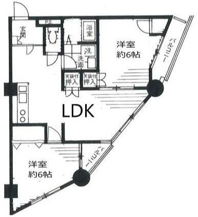 レクハイム杉田(2LDK/4階)の間取り写真