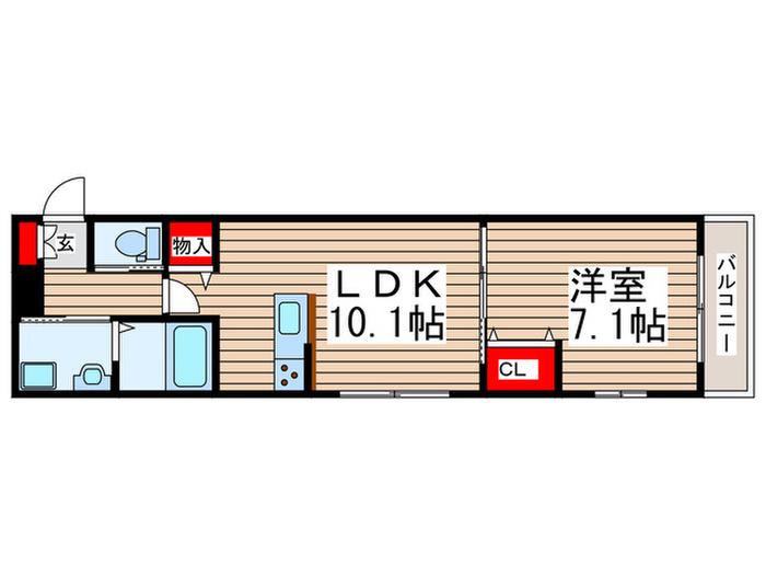 プライム イン エクシヴ(1LDK/1階)の間取り写真