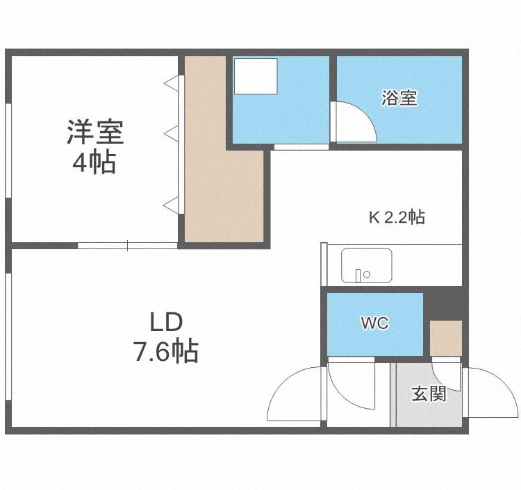 CHAMBRE宮の沢(1LDK/2階)の間取り写真