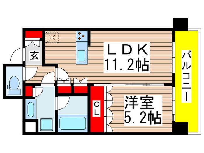 ヒューリックレジデンス千葉中央(1LDK/13階)の間取り写真