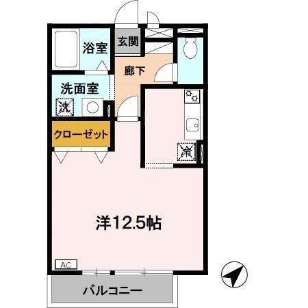 セジュール オオニシ 野洲市栄(ワンルーム/3階)の間取り写真