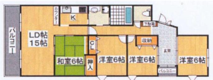 スペーシア新深江(4LDK/3階)の間取り写真