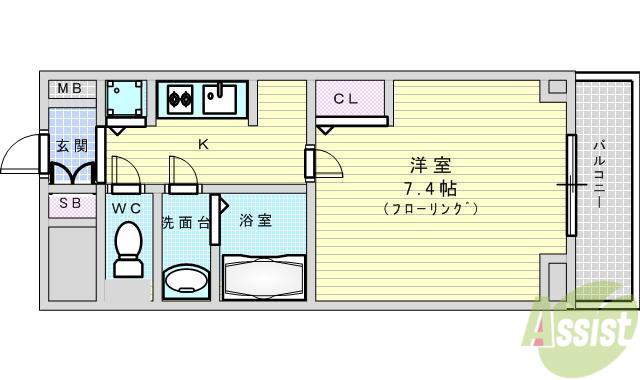 S-RESIDENCE江坂EMINENCE(1K/9階)の間取り写真